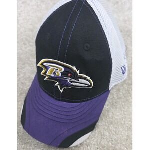 New Era NFL Baltimore Ravens Cap Mens Size M-L Purple White Trucker Snapback Hat